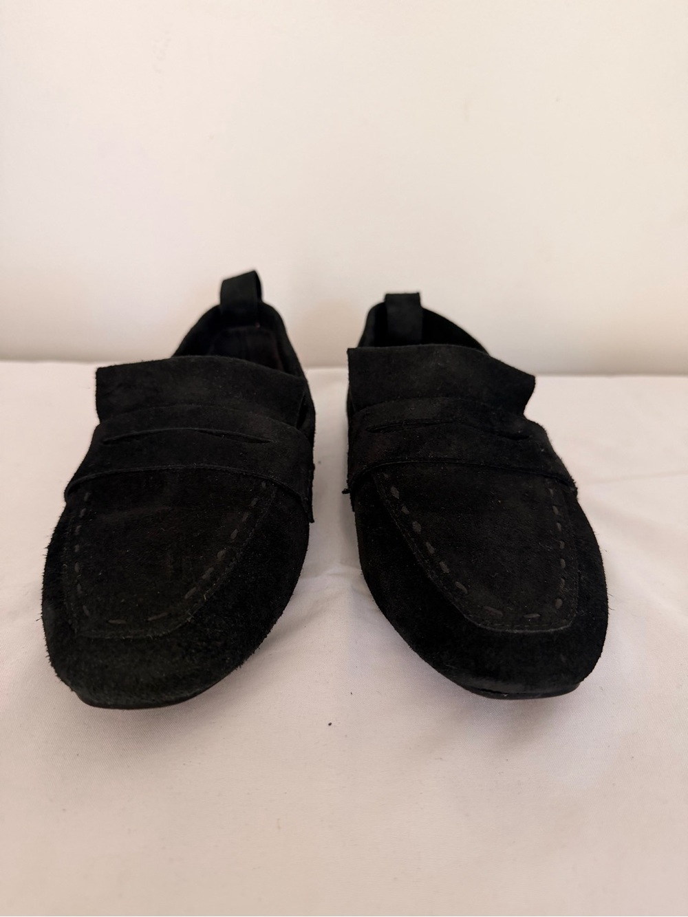 Zara Black Suede Penny Loafers Flats
